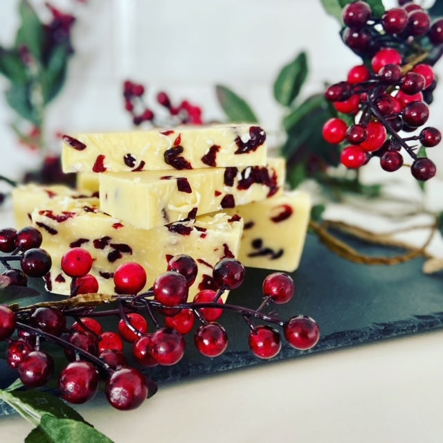 White Chocolate, Cranberry & Coconut Fudge